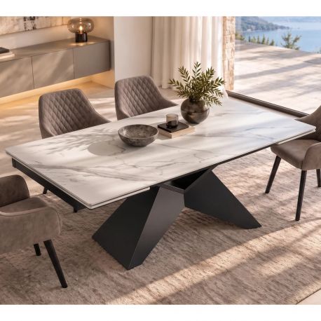 Mese extensibile - Masa Extensibila cu Blat Ceramic Alb mat, DIAMOND 180-260cm