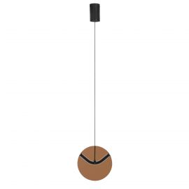 Pendule, Lustre suspendate - Pendul LED metal negru cu sticla champagne, HALLEY