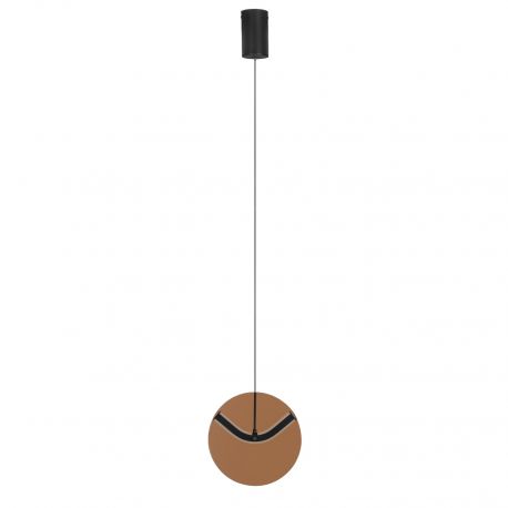 Pendule, Lustre suspendate - Pendul LED metal negru cu sticla champagne, HALLEY