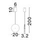 Pendule, Lustre suspendate - Pendul LED metal negru cu sticla champagne, HALLEY