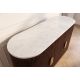 Comode - Comoda design retro Gatsby 140m, lemn maro cu marmura alba