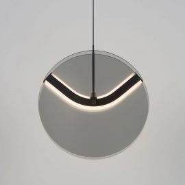 Pendule, Lustre suspendate - Pendul LED metal negru cu sticla fumurie, HALLEY