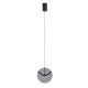 Pendule, Lustre suspendate - Pendul LED metal negru cu sticla fumurie, HALLEY