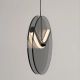 Pendule, Lustre suspendate - Pendul LED metal negru cu sticla fumurie, HALLEY