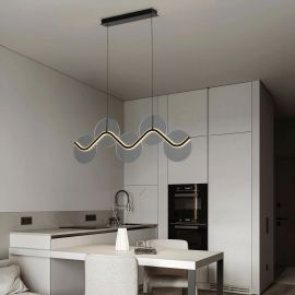 Pendule, Lustre suspendate - Lustra LED metal negru cu sticla fumurie, HALLEY