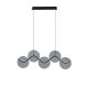 Pendule, Lustre suspendate - Lustra LED metal negru cu sticla fumurie, HALLEY
