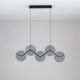 Pendule, Lustre suspendate - Lustra LED metal negru cu sticla fumurie, HALLEY