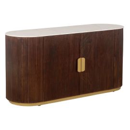 Comode - Comoda design retro Gatsby 120m, lemn maro cu marmura alba