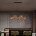 Lustra LED metal negru cu sticla champagne, HALLEY