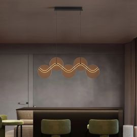 Pendule, Lustre suspendate - Lustra LED metal negru cu sticla champagne, HALLEY