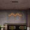 Lustra LED metal negru cu sticla champagne, HALLEY