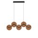 Pendule, Lustre suspendate - Lustra LED metal negru cu sticla champagne, HALLEY