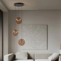 Lustra cu 3 pendule LED metal negru cu sticla champagne, HALLEY