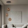 Lustra cu 3 pendule LED metal negru cu sticla champagne, HALLEY