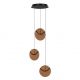 Pendule, Lustre suspendate - Lustra cu 3 pendule LED metal negru cu sticla champagne, HALLEY