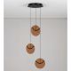 Pendule, Lustre suspendate - Lustra cu 3 pendule LED metal negru cu sticla champagne, HALLEY