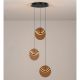 Pendule, Lustre suspendate - Lustra cu 3 pendule LED metal negru cu sticla champagne, HALLEY