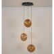Pendule, Lustre suspendate - Lustra cu 3 pendule LED metal negru cu sticla champagne, HALLEY