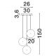 Pendule, Lustre suspendate - Lustra cu 3 pendule LED metal negru cu sticla champagne, HALLEY