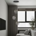 Lustra cu 3 pendule LED metal negru cu sticla fumurie, HALLEY