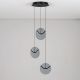 Pendule, Lustre suspendate - Lustra cu 3 pendule LED metal negru cu sticla fumurie, HALLEY