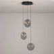 Pendule, Lustre suspendate - Lustra cu 3 pendule LED metal negru cu sticla fumurie, HALLEY