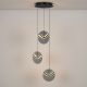 Pendule, Lustre suspendate - Lustra cu 3 pendule LED metal negru cu sticla fumurie, HALLEY