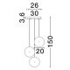 Pendule, Lustre suspendate - Lustra cu 3 pendule LED metal negru cu sticla fumurie, HALLEY
