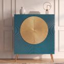 Comoda din lemn texturat turcoaz si auriu AURUM 120cm