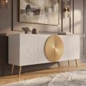 Comoda din lemn texturat alb si auriu AURUM 180cm