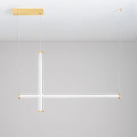 Pendule, Lustre suspendate - Lustra LED 3000K suspendata design liniar PHEME auriu periat