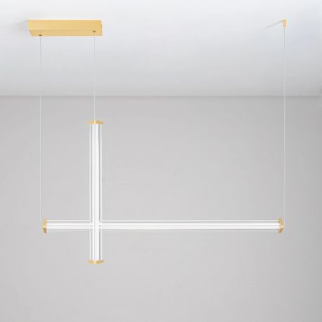 Pendule, Lustre suspendate - Lustra LED 3000K suspendata design liniar PHEME auriu periat