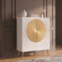 Comoda din lemn texturat alb si auriu AURUM 120cm