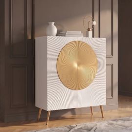 Comode - Comoda din lemn texturat alb si auriu AURUM 120cm
