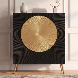Comode - Comoda din lemn texturat negru si auriu AURUM 120cm