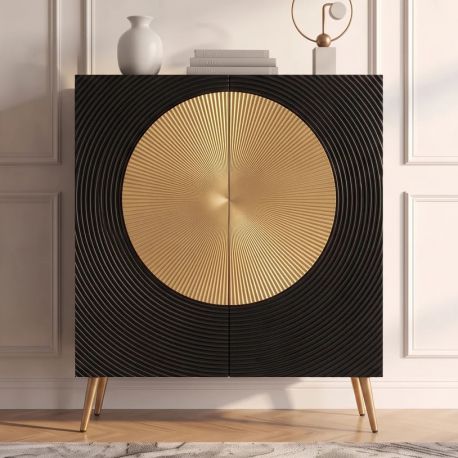 Comode - Comoda din lemn texturat negru si auriu AURUM 120cm