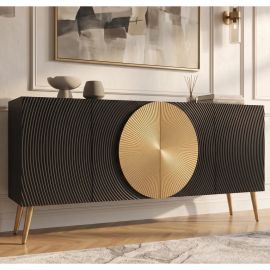 Comode - Comoda din lemn texturat negru si auriu AURUM 180cm