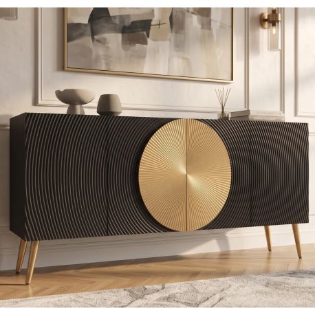 Comode - Comoda din lemn texturat negru si auriu AURUM 180cm