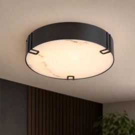 Iluminat pentru baie - Plafoniera Marmo LED baie IP44 metal negru si rasina cu aspect de marmura