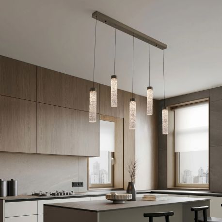 Pendule, Lustre suspendate - Lustra tavan cu pendule LED ZELON, alama antic