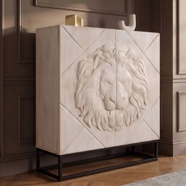 Comoda din Lemn de Mango cu motiv detaliat de Leu 3D, LION 120cm