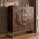 Comoda din Lemn de Mango cu motiv detaliat de Leu 3D, LION 120cm