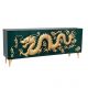 Comode - Comoda DRAGON 180cm lemn de mango turcoaz cu dragon auriu 3D
