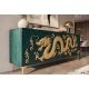 Comode - Comoda DRAGON 180cm lemn de mango turcoaz cu dragon auriu 3D