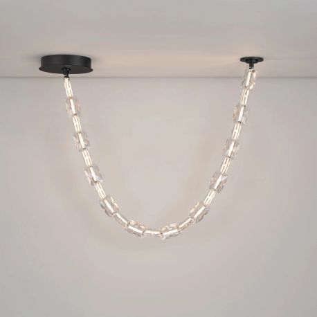 Pendule, Lustre suspendate - Corp de iluminat decorativ lungime 130cm, Alume LED din metal si acrilic