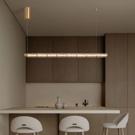 Pendule, Lustre suspendate - Lustra suspendata LED liniara alama aurie DECORO