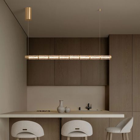 Pendule, Lustre suspendate - Lustra suspendata LED liniara alama aurie DECORO