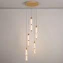 Lustra cu 5 pendule LED alama aurie DECORO