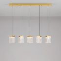 Lustra cu 5 pendule LED liniara alama aurie VANCE
