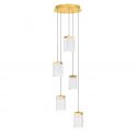 Lustra cu 5 pendule LED alama aurie VANCE